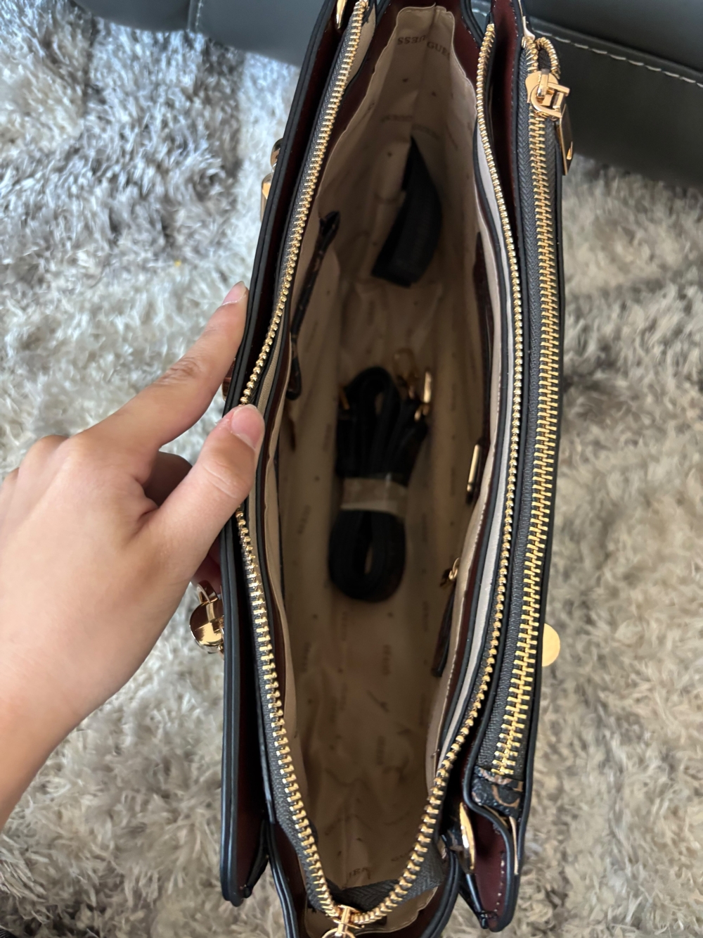 Brown Monogram Satchel Handbag - Picture 2 of 6